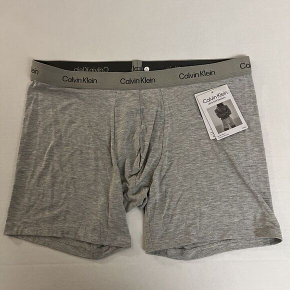 Calvin Klein Underwear Mens Sz XL Gray Modal Eco Pure NB2987050 Logo Boxer Brief - Picture 1 of 6
